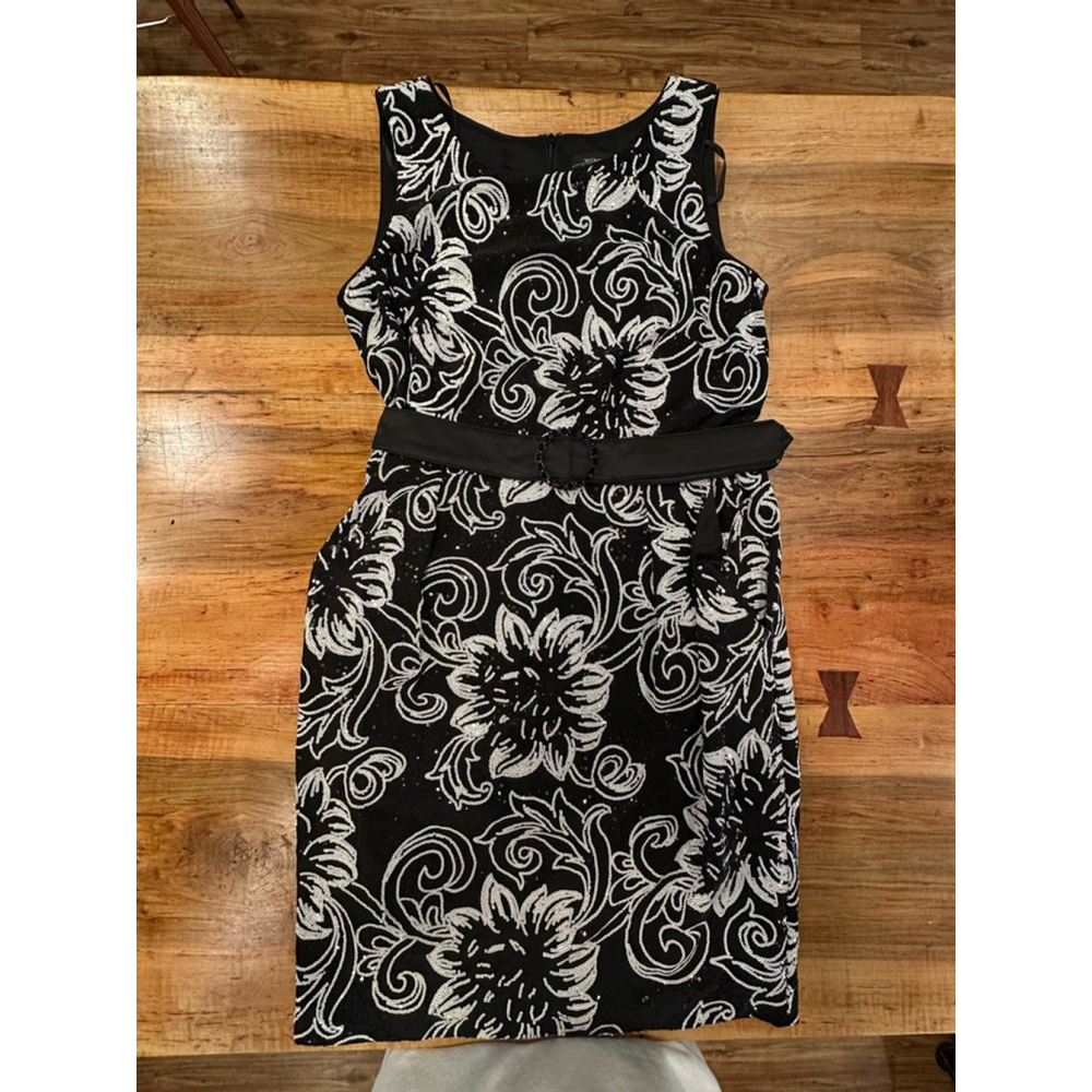 Alex Evenings Black Silver Sequin Floral Sheath Dress 14W - Picture 8 of 14